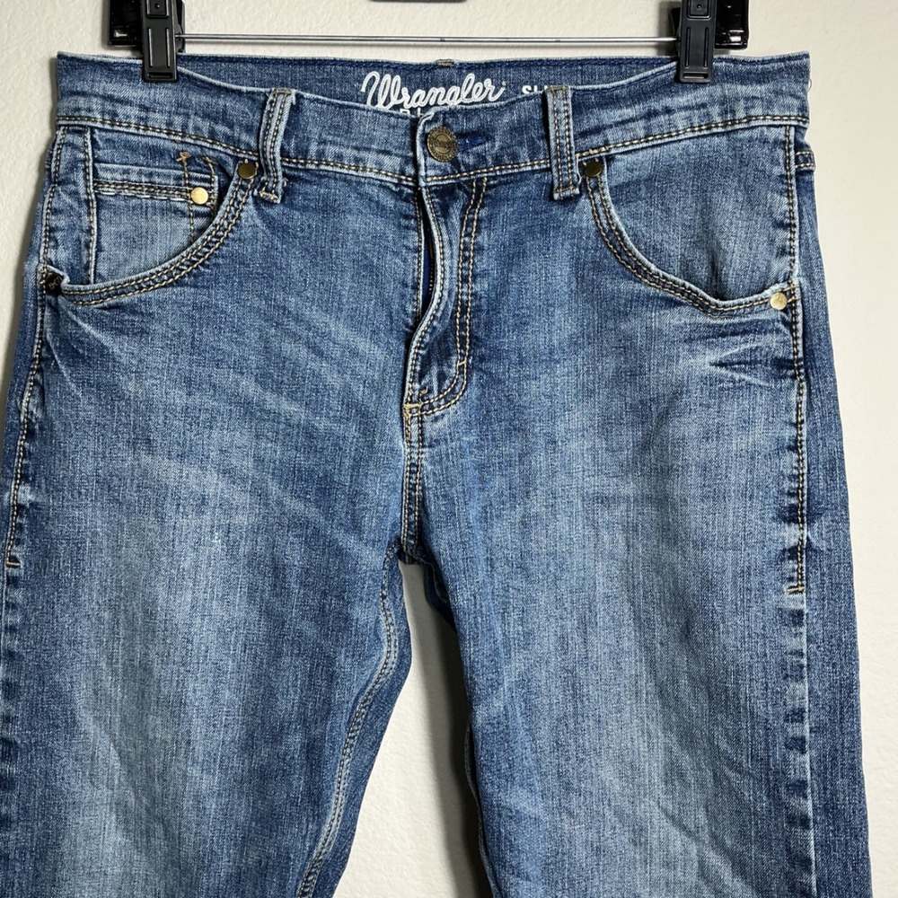 Wrangler Retro Slim Boot Jeans Mens 33x29 Medium Wash Western Denim W-Stitch